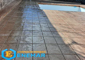 Hormigón impreso piscina, moldes baldosa 30x30