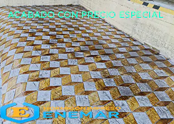 Suelo hormigón impreso, moldes cubo 3D